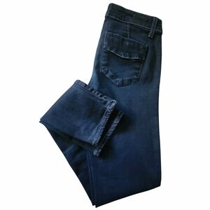 PAIGE Dark Blue Santa Monica Skinny Straight Faux Flap Pocket Low Rise Jeans